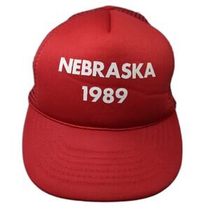 Headmost Nebraska 1989 Trucker Hat Red Snapback Mesh Foam Cap State Pride